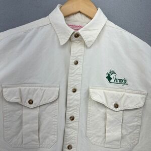 VTG Genuine Filson Vermejo Safari Button Up White SZ L Made in USA New Mexico
